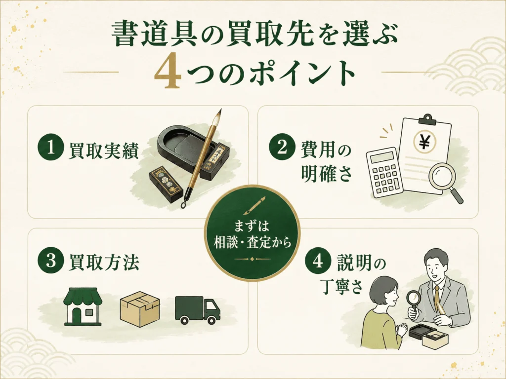 書道具の買取先を選ぶ４つのポイント